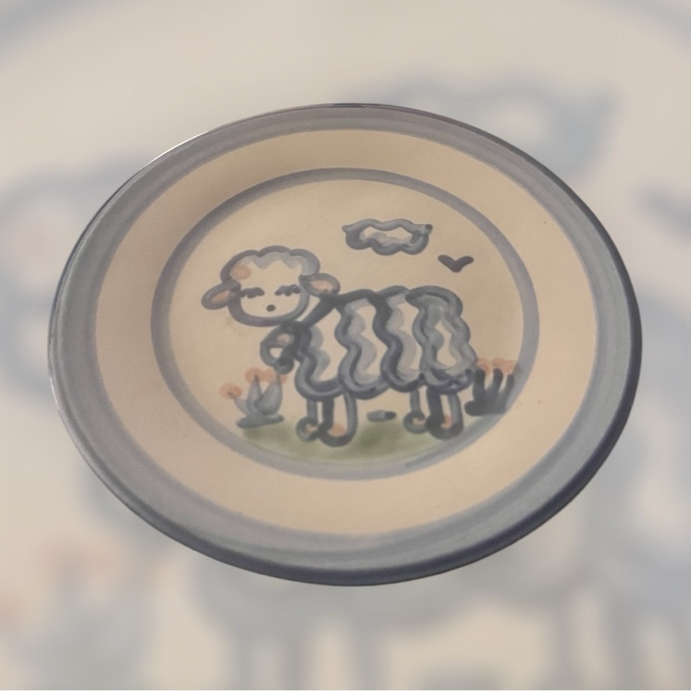 M.A Hadley 8” Hand-Painted Sheep lamb stoneware Plate